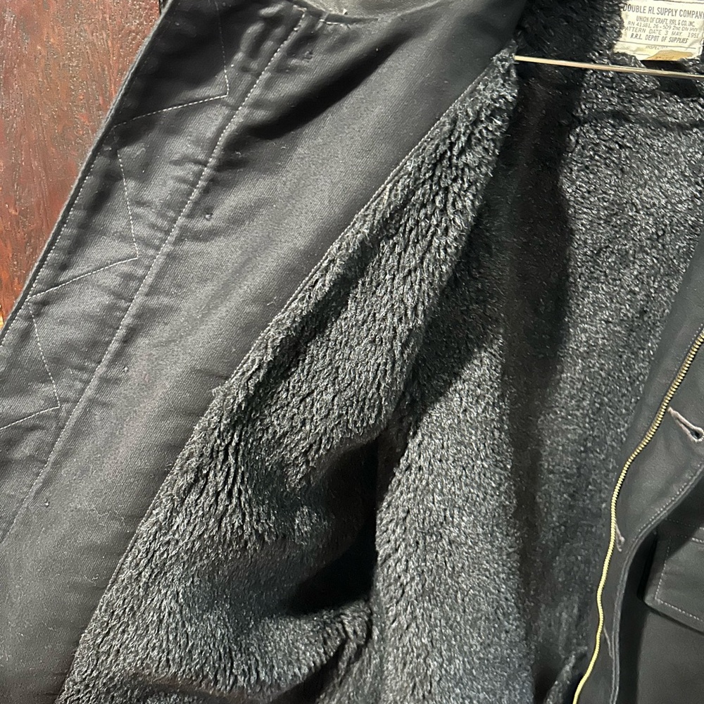 DOUBLE RL canvas faux fur lined Navy deck jacket size Medium - Picture 3 of 12
